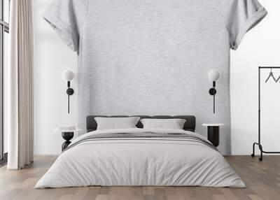 Woman`s gray t-shirt with copy space isolated on white Wall mural